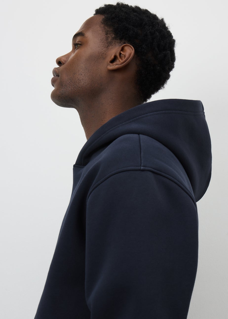 Navy Relaxed Pull On Hoodie