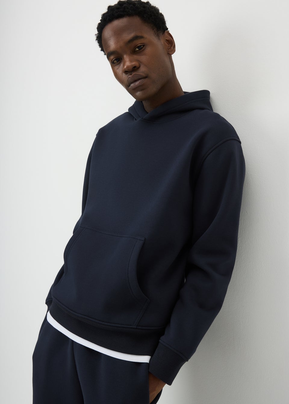 Navy Relaxed Pull On Hoodie