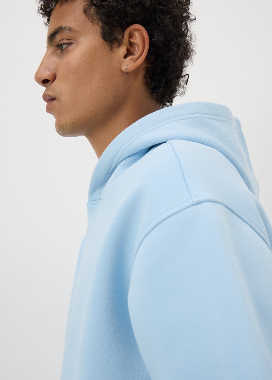 Light Blue Relaxed Fit Pull On Hoodie
