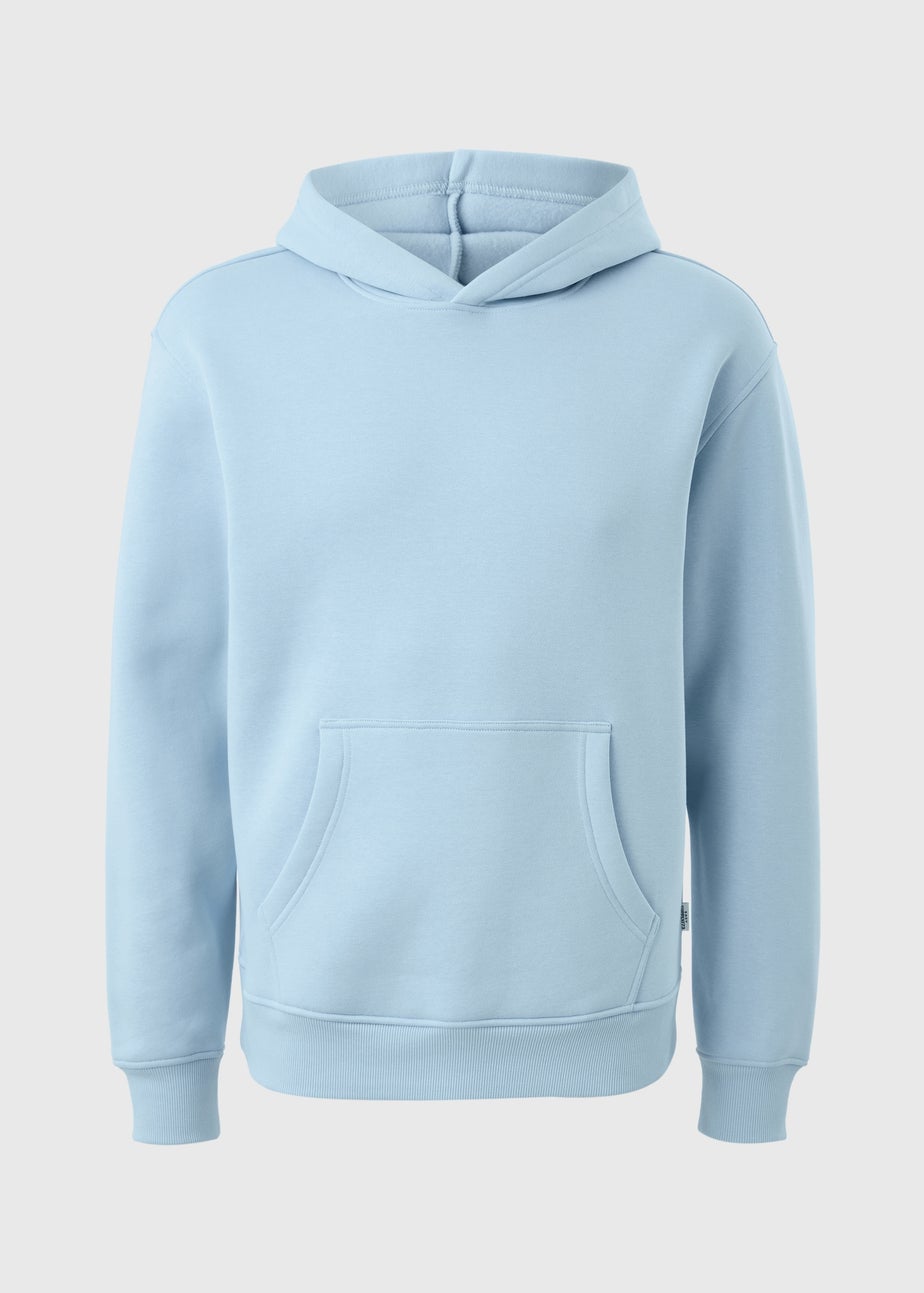 Light Blue Relaxed Fit Pull On Hoodie