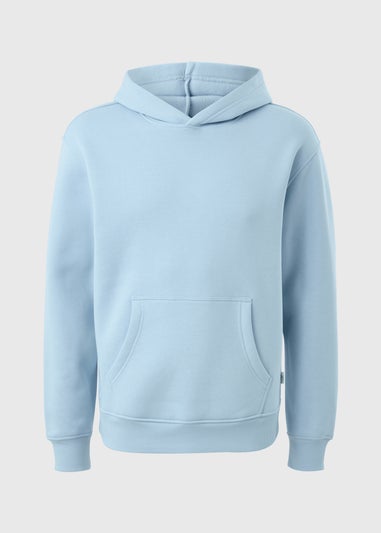 Light Blue Relaxed Fit Pull On Hoodie