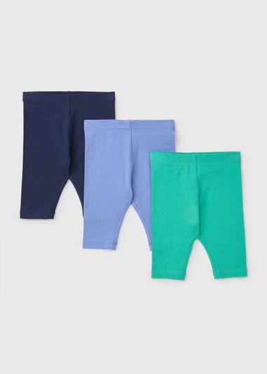 3 Pack Baby Blue Preppy Leggings (Newborn-23mths)