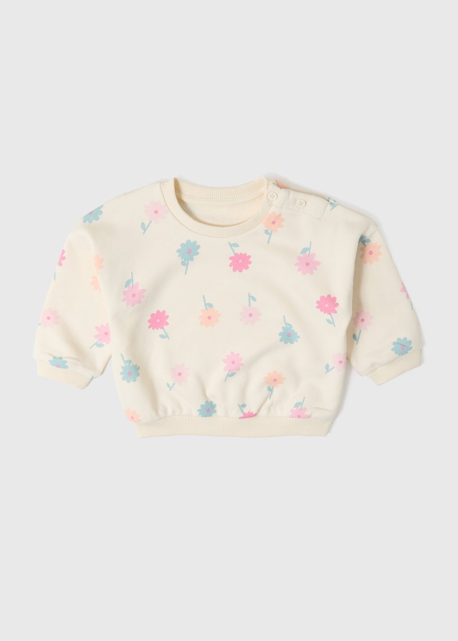 Baby Cream Flower Sweatshirt (Newborn-23mths)