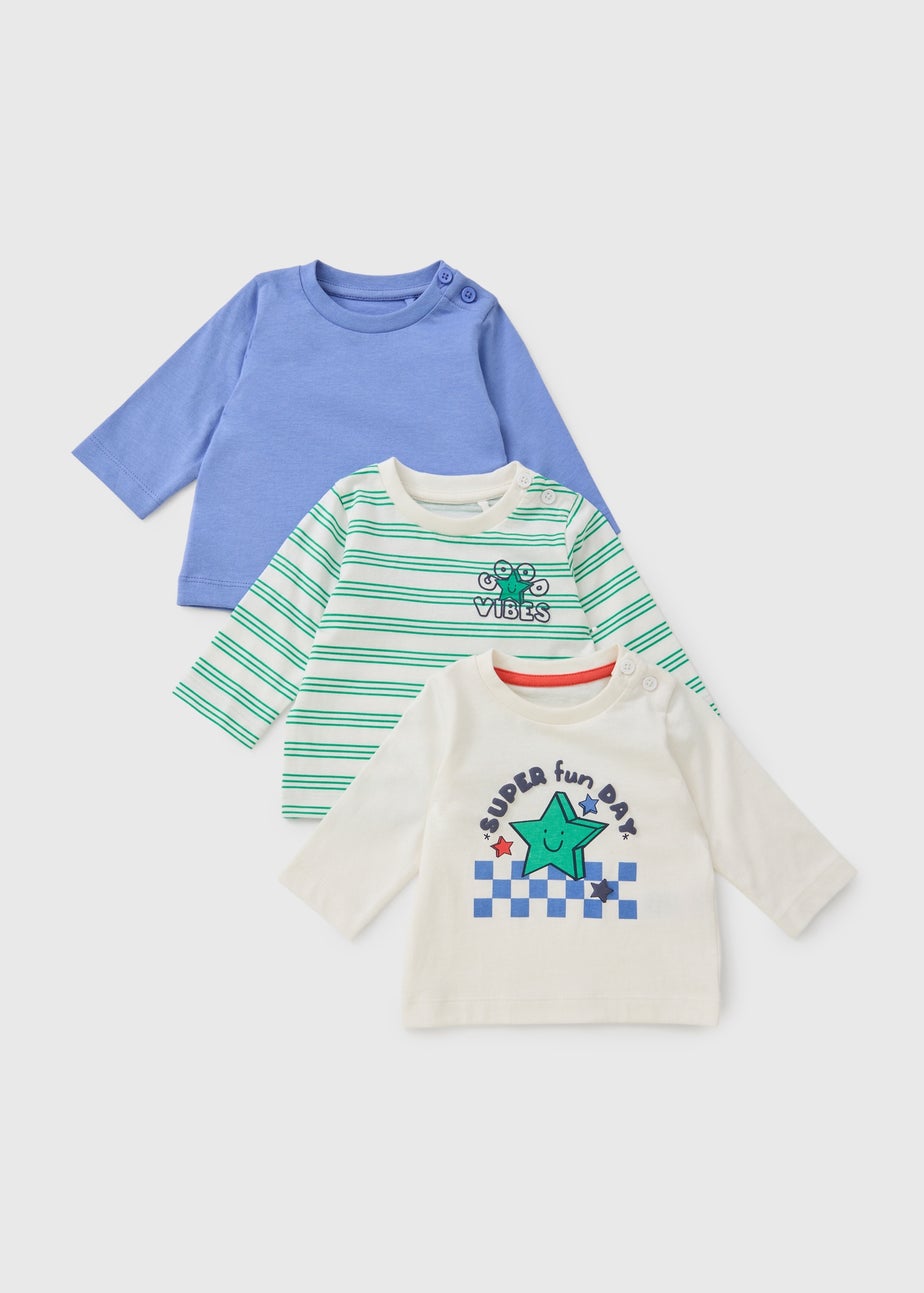 3 Pack Baby Cream Star Tops (Newborn-23mths)