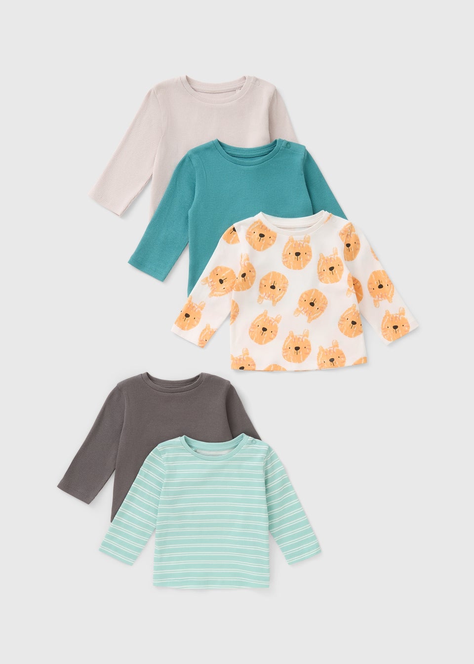 5 Pack Baby Cream Animal T-Shirts (Newborm-23mths)