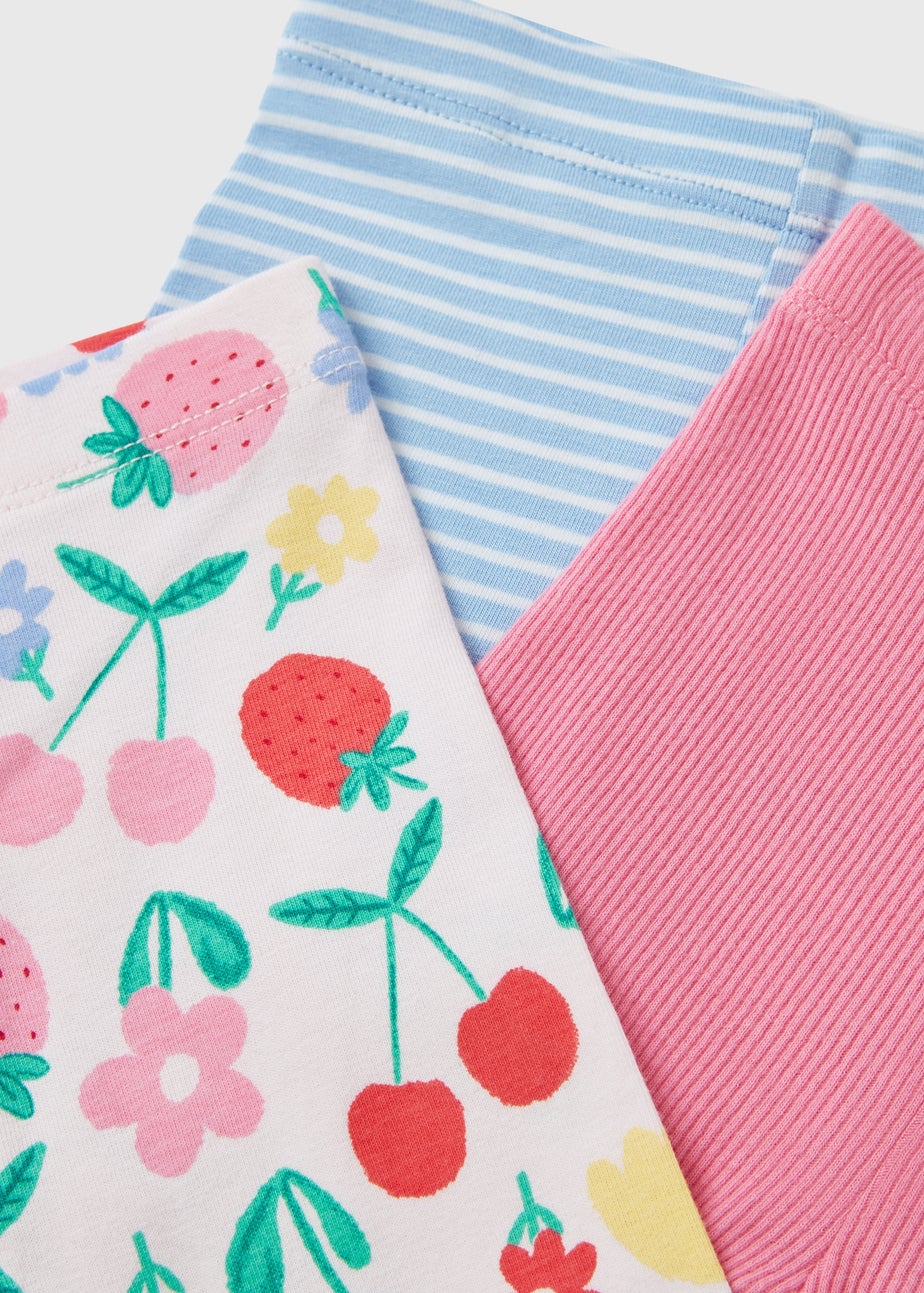 3 Pack Baby Multicolour Fruit Stripe Leggings (Newborn-23mths)