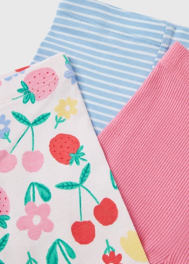 3 Pack Baby Multicolour Fruit Stripe Leggings (Newborn-23mths)