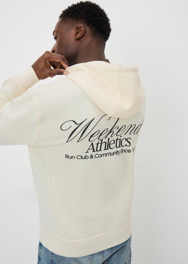 Cream Design Pull On Hoodie