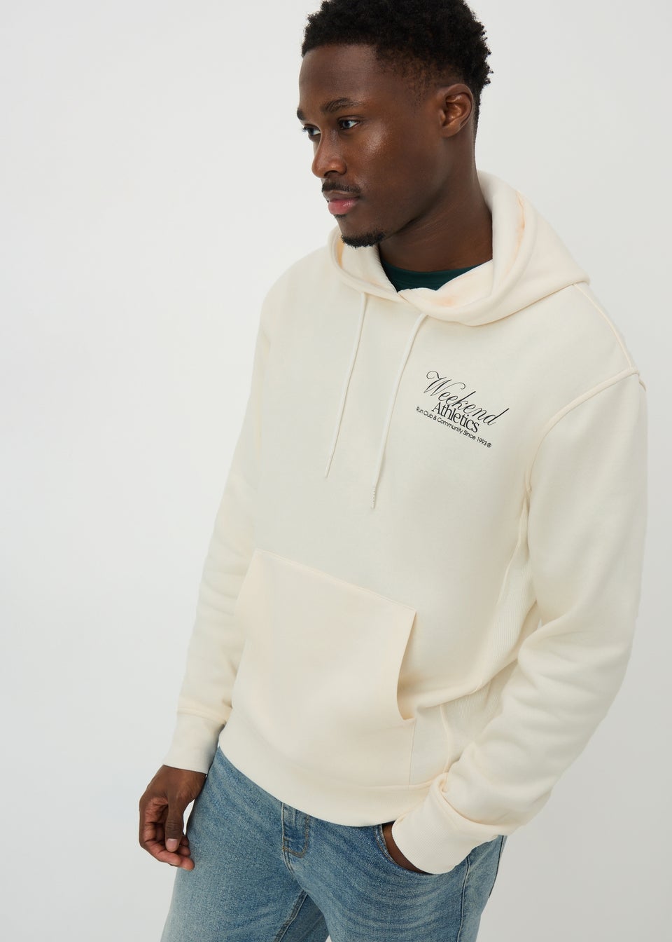 Cream Design Pull On Hoodie