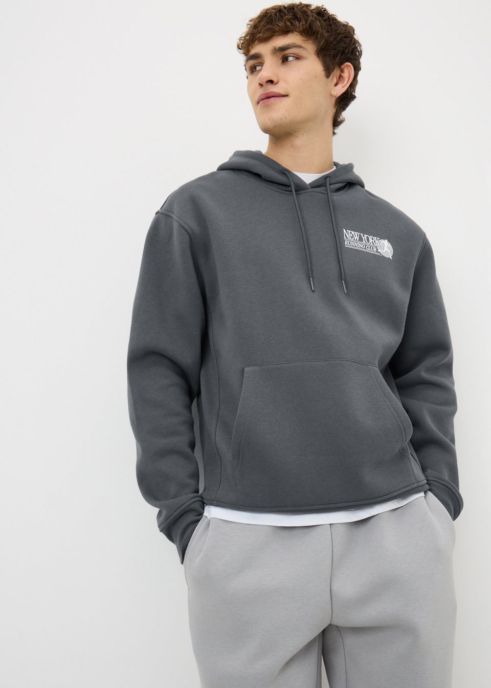 Grey Design Pull On Hoodie