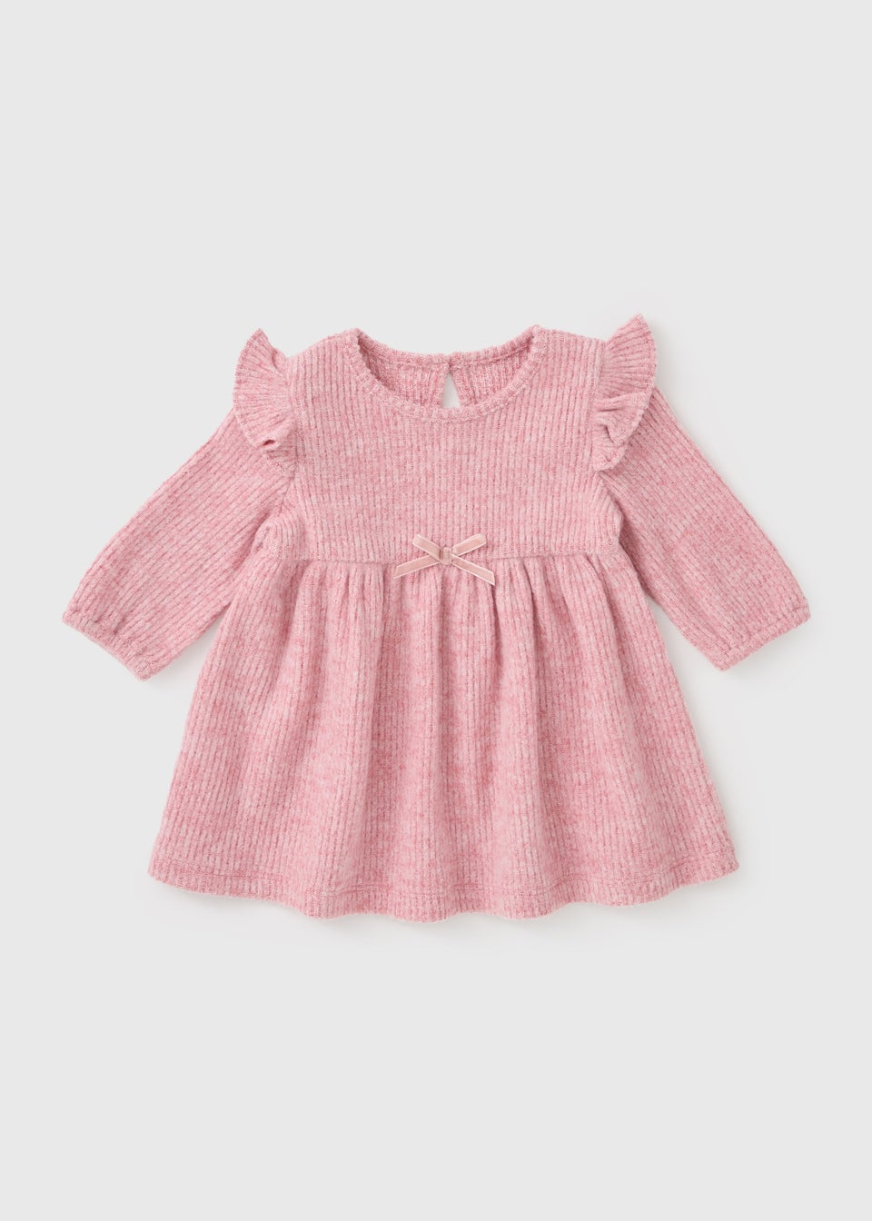 Baby Pink Ribbed Long Sleeve Dress (Newborn-23mths)