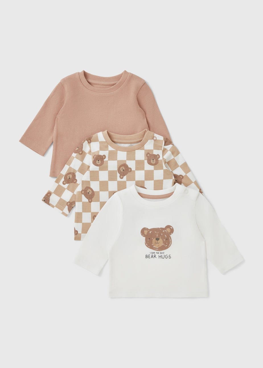 3 Pack Baby Brown Bear Tops (Newborn-23mths)