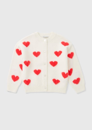 Girls Cream Heart Cardigan (7-15yrs)