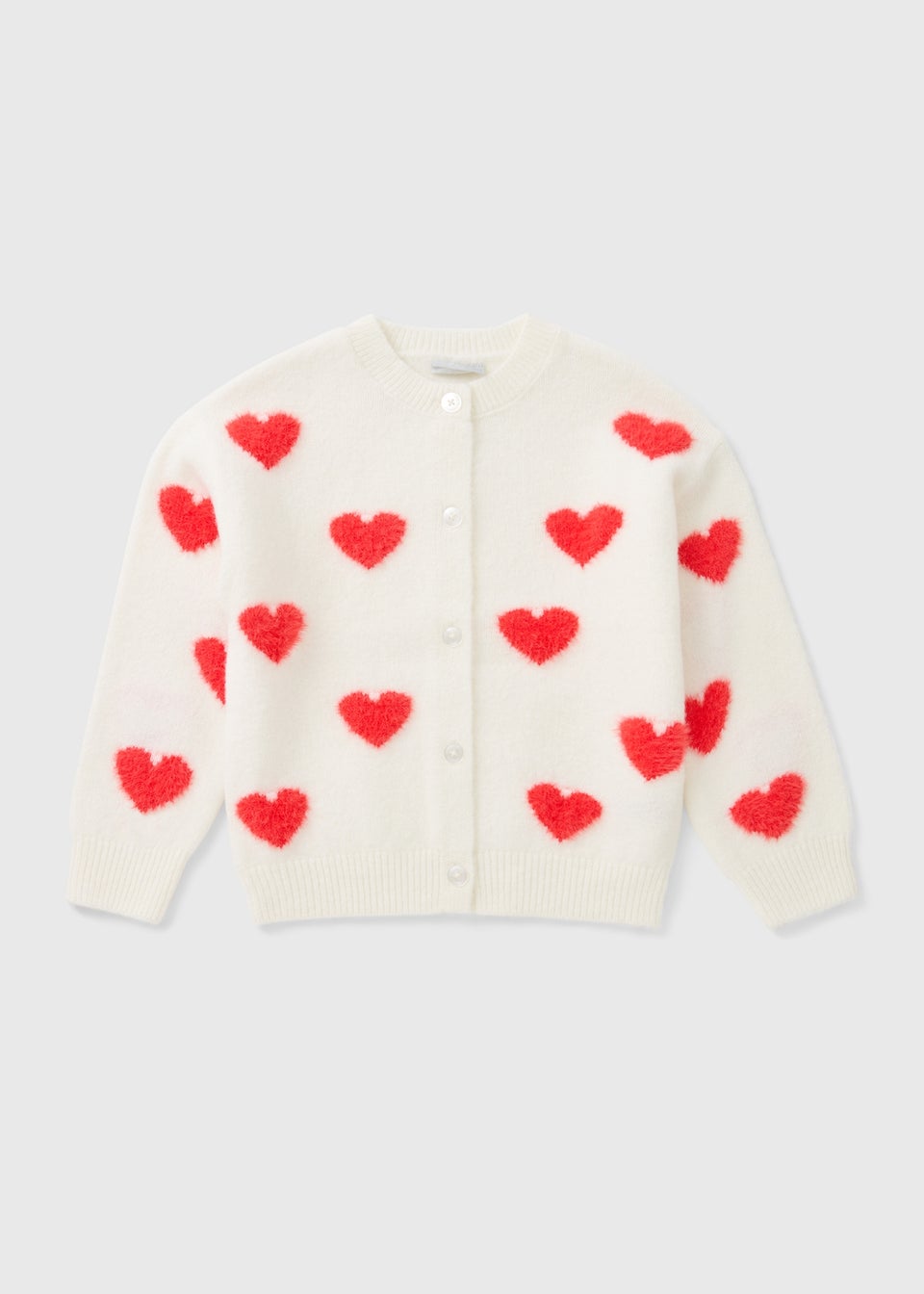 Girls Cream Heart Cardigan (7-15yrs)