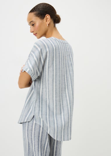 Blue Stripe Linen Rich Co Ord Blouse