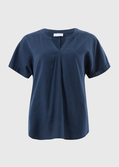 Navy Linen Rich Blouse