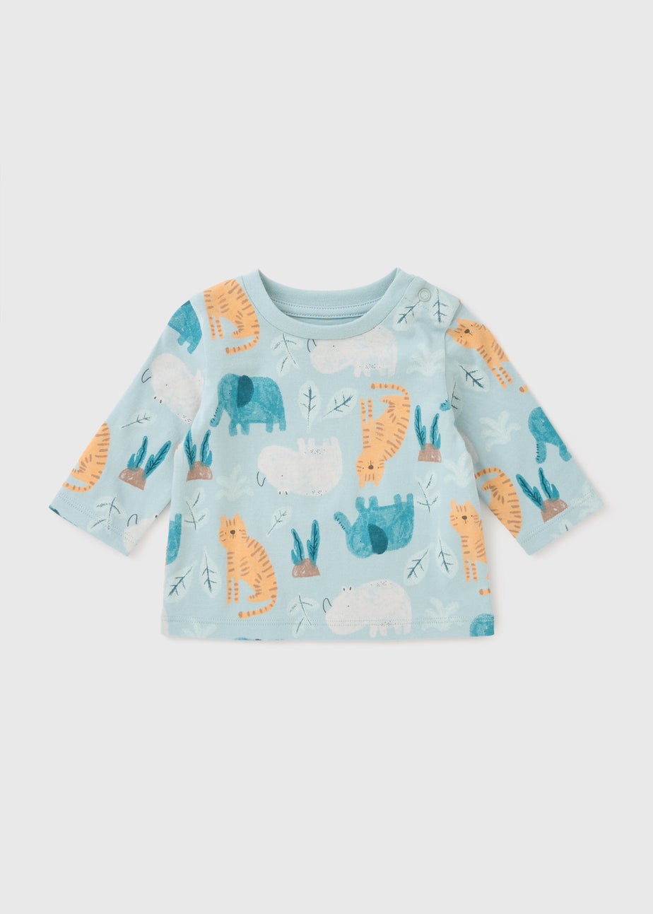 Baby Blue Animal Print Long Sleeve T-Shirt (Newborn-23mths)