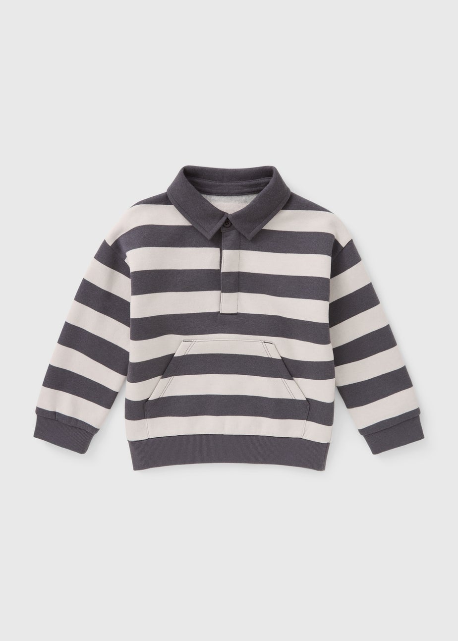 Boys Grey Stripe Rugby Shirt (1-7yrs)