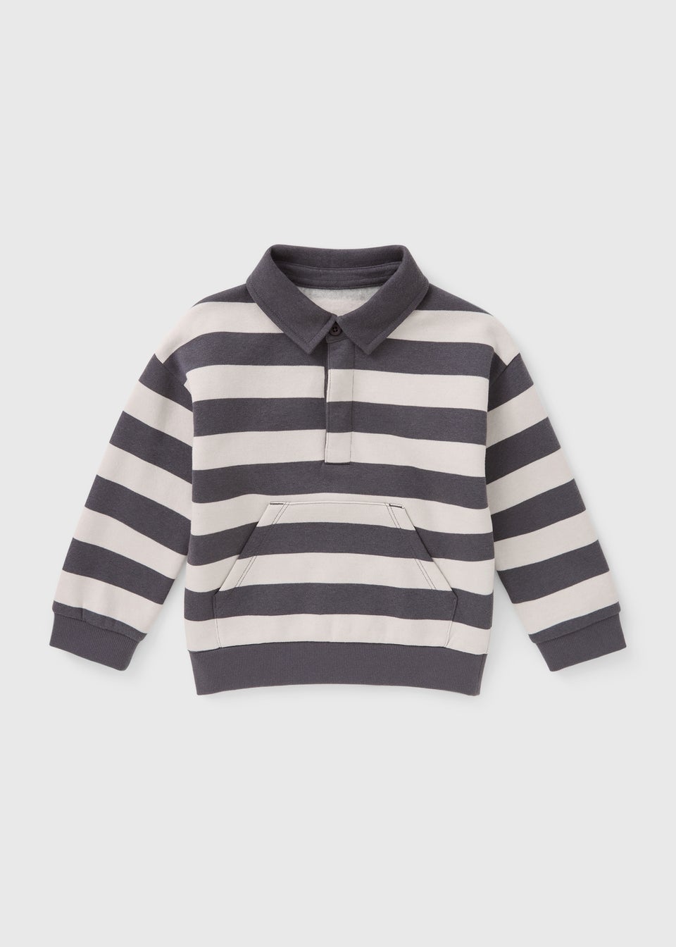 Boys Grey Stripe Rugby Shirt (1-7yrs)
