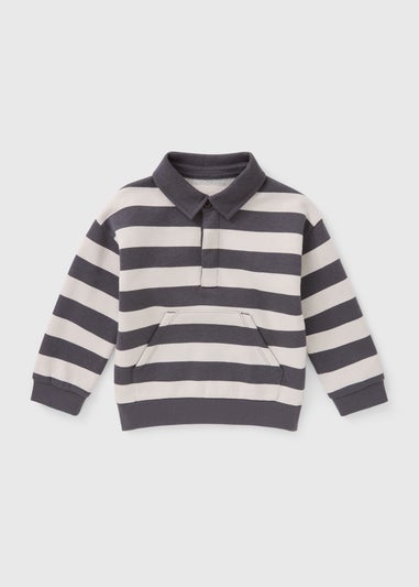 Boys Grey Stripe Rugby Shirt (1-7yrs)