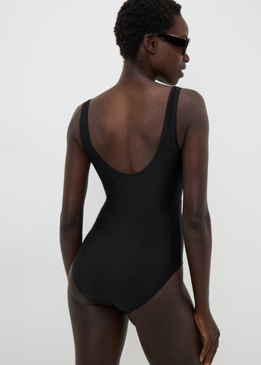 Black Mesh Panel Swimsuit