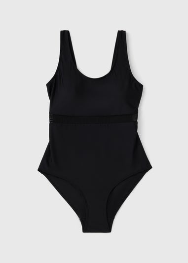 Black Mesh Panel Swimsuit