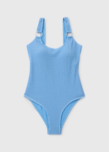 Light Blue Crinkle Ring Swimsuit