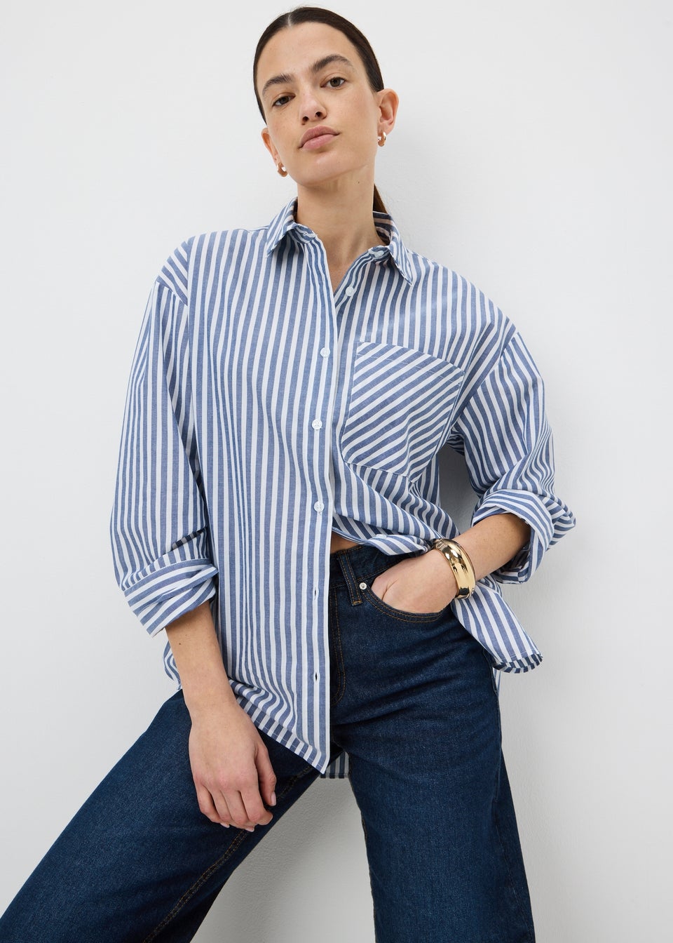 Blue Stripe Poplin Shirt