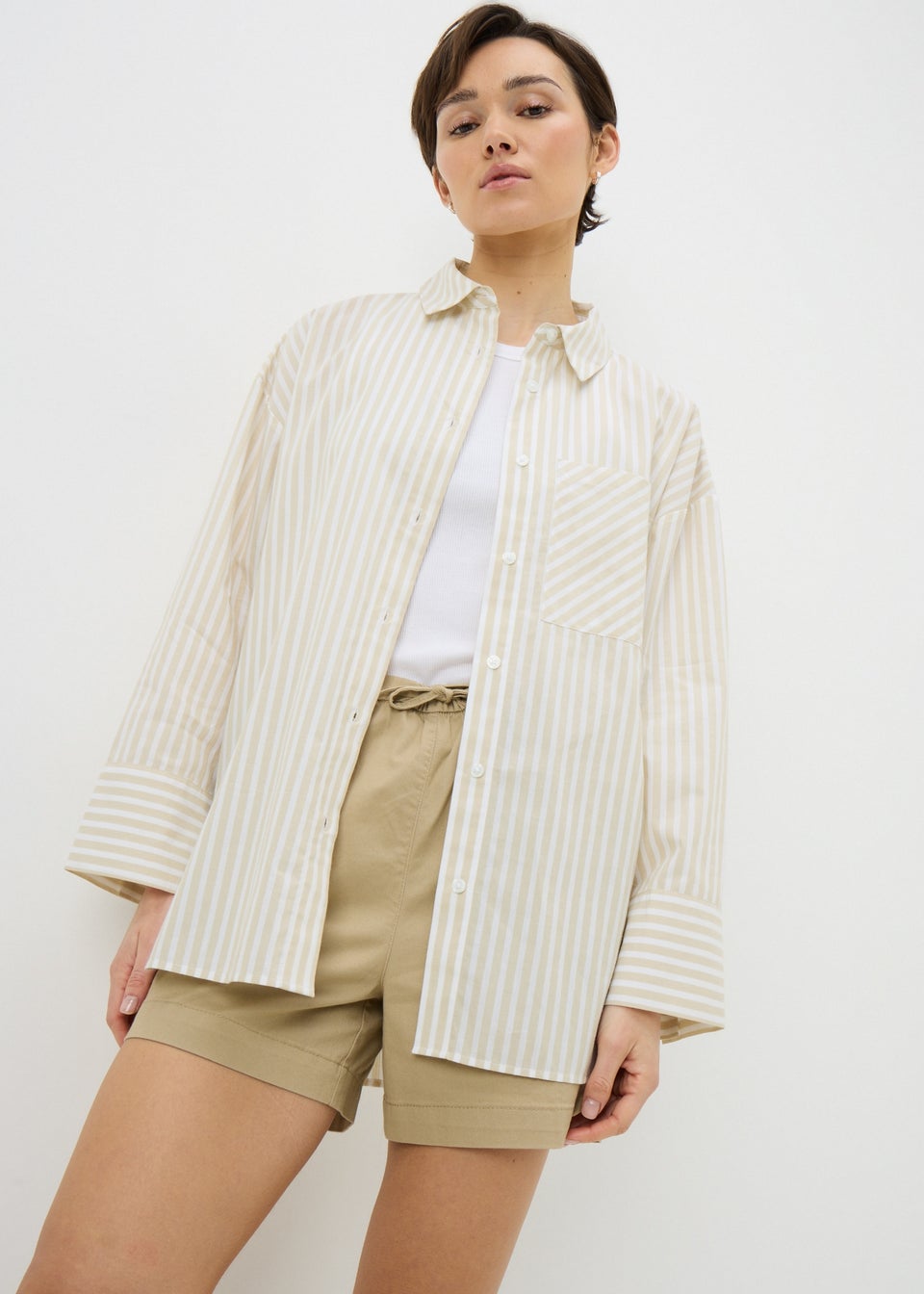 Stone Poplin Stripe Shirt