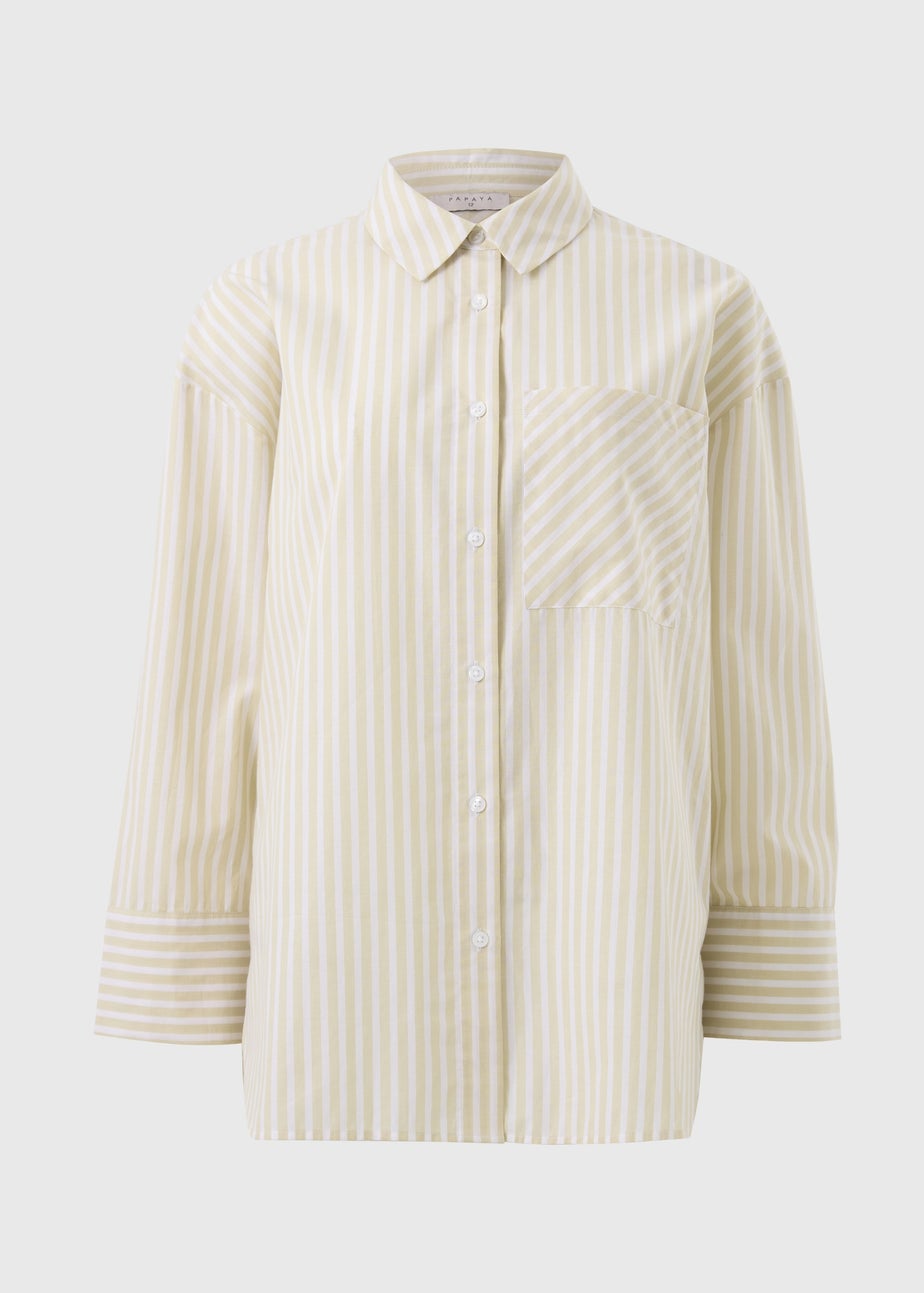 Stone Poplin Stripe Shirt