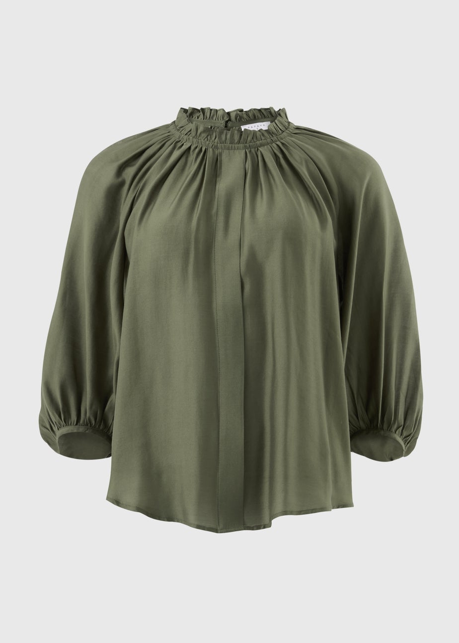 Green Volume Sleeve Blouse
