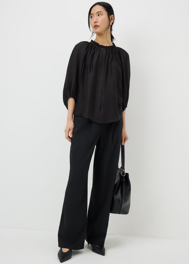 Black Volume Sleeve Blouse
