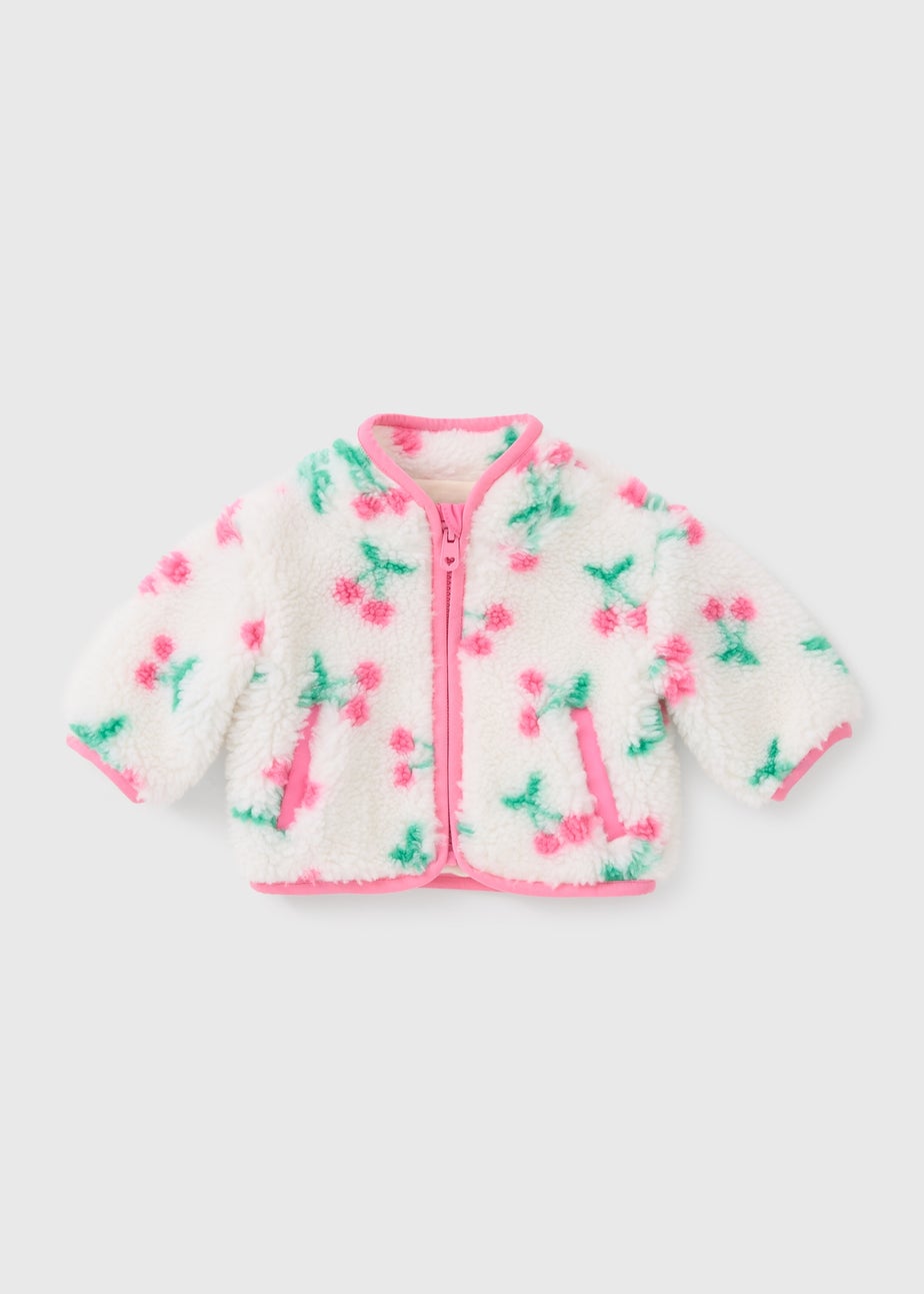 Baby Cream Cherry Borg Jacket (Newborn-23mths)
