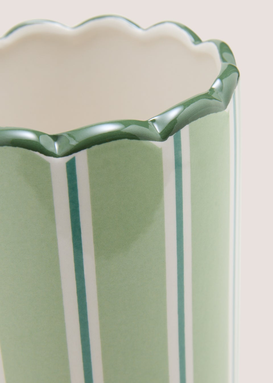 Green Stripe Scalloped Vase