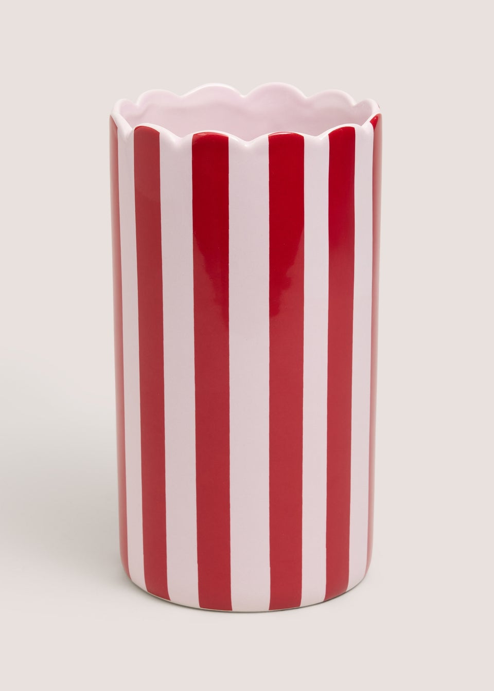 Pink Striped Scalloped Vase