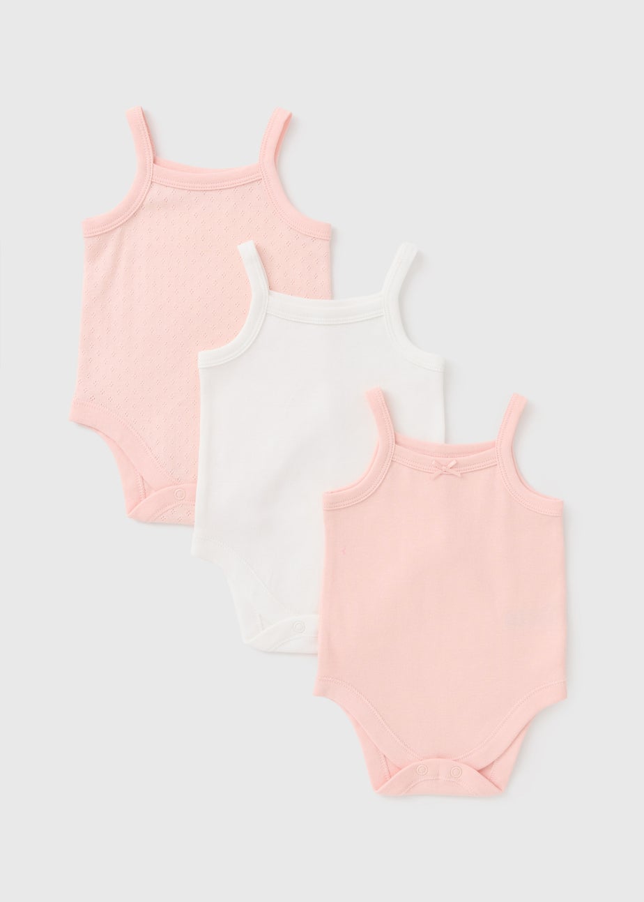 3 Pack Baby Pink Cami Bodysuits (Newborn-23mths)