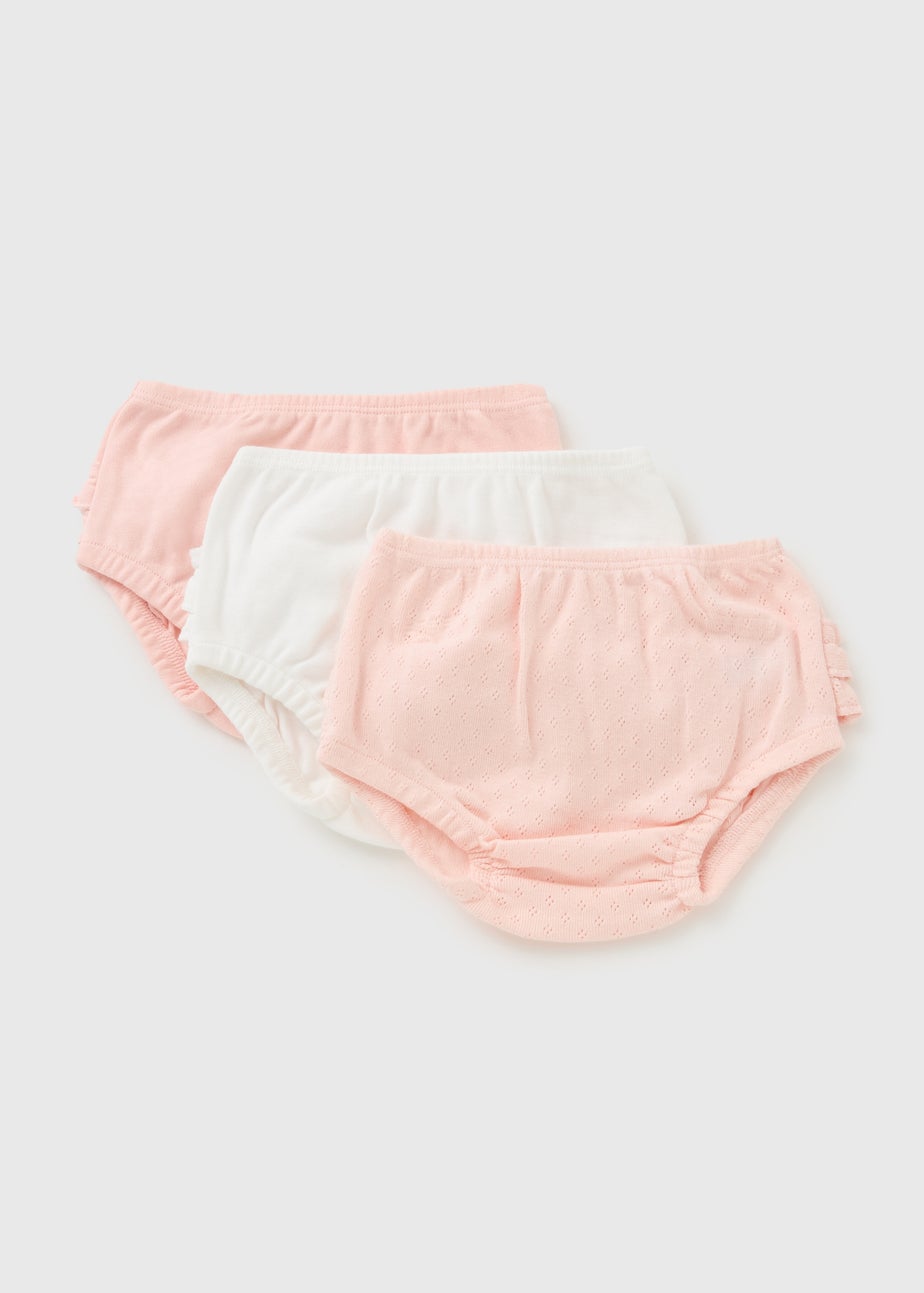 3 Pack Girls Pink Frill Knickers (Newborn-23mths)