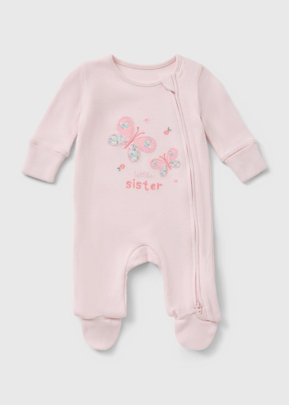 Baby Pink Butterfly Sister Sleepsuit (Newborn-18mths)