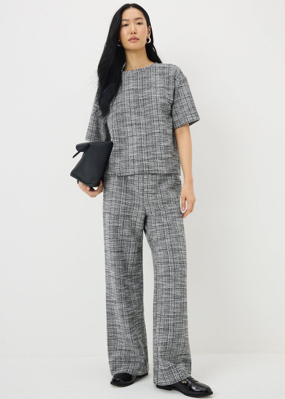 Black Boucle Co-Ord Top