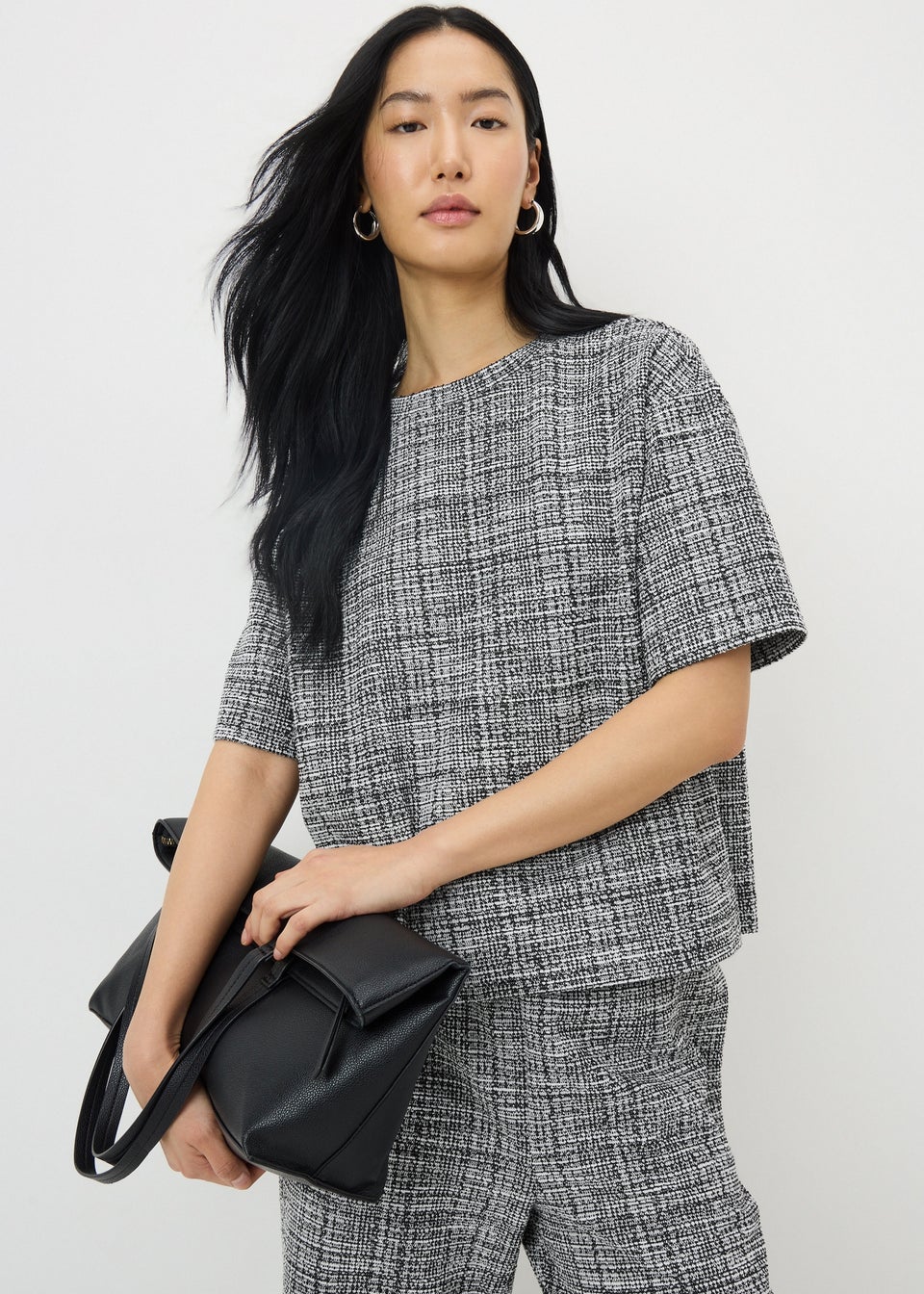 Black Boucle Co-Ord Top