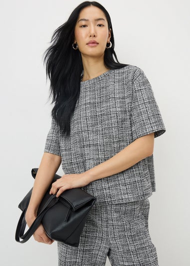 Black Boucle Co-Ord Top