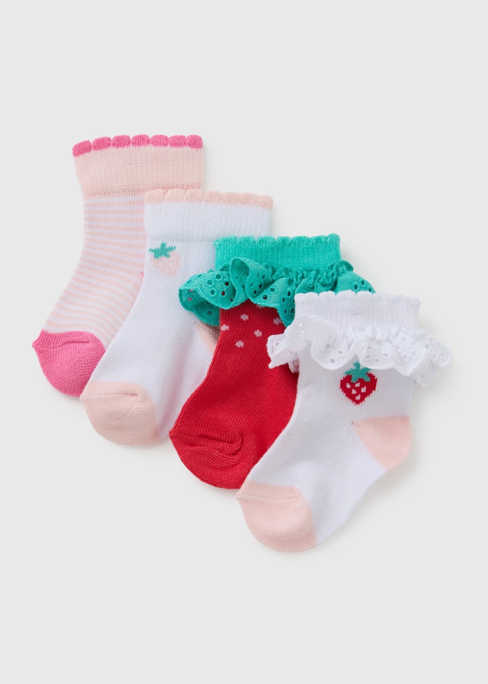 4 Pack Baby Pink Fruit Socks (Newborn-24mths)