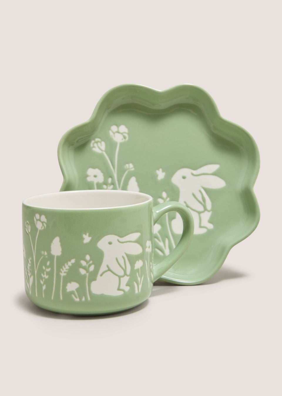 Green 2pc Rabbit Mug and Plate Set
