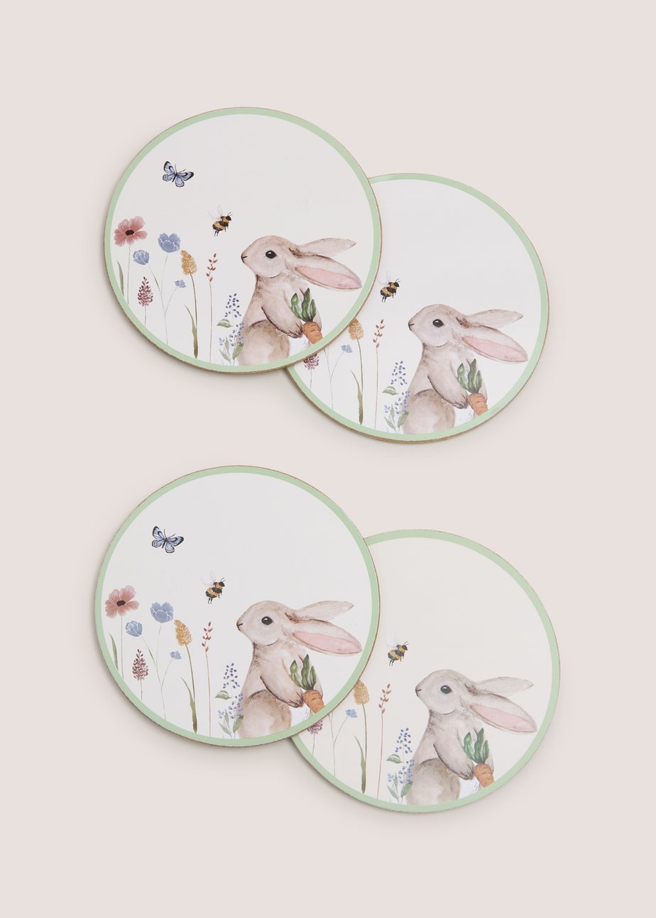 4 Pack White Rabbit Coasters