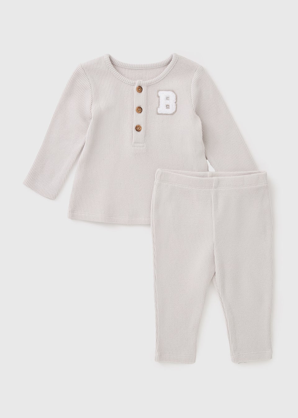 Baby Grey Waffle Varsity Top & Legging Set (Newborn-23mths)