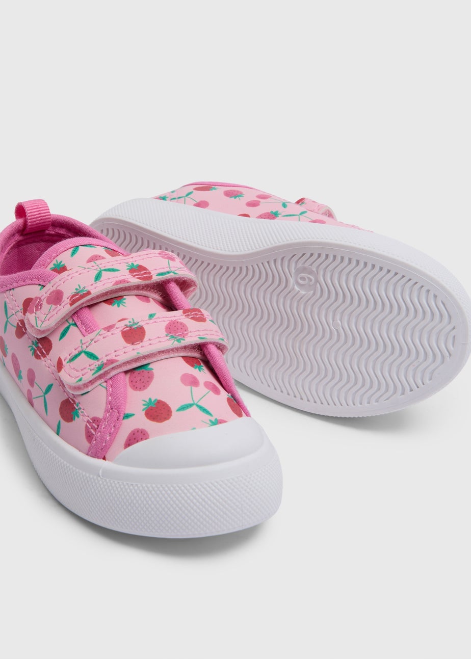 Girls Pink Strawberry Double Strap Shoes (Younger 4-12)