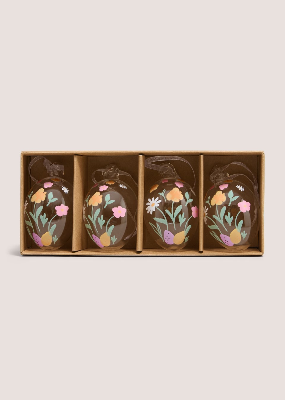 4 Pack Easter Glass Egg Decorations