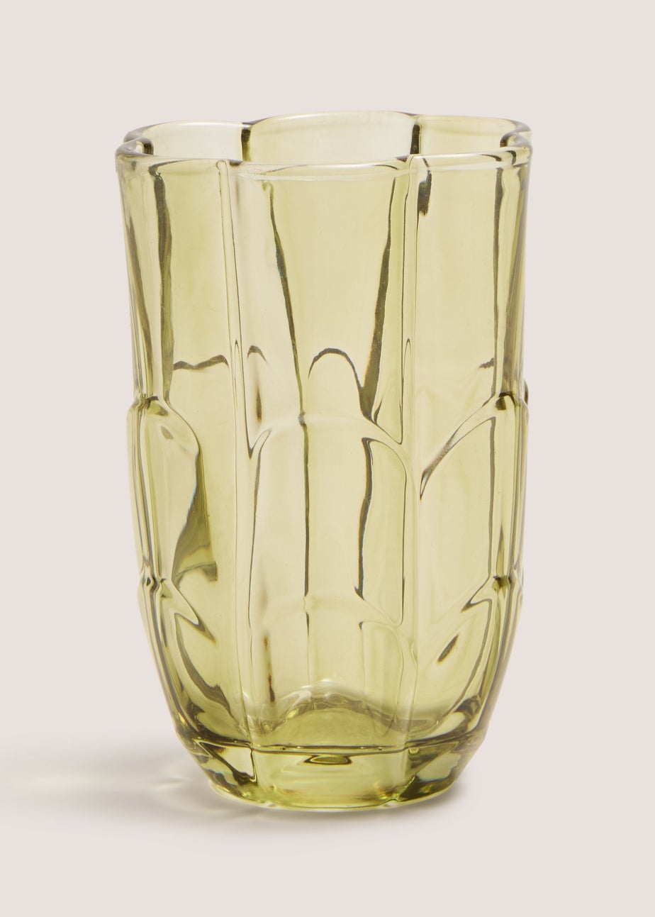 Green Floral Glass Tumbler