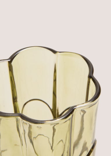 Green Floral Glass Tumbler