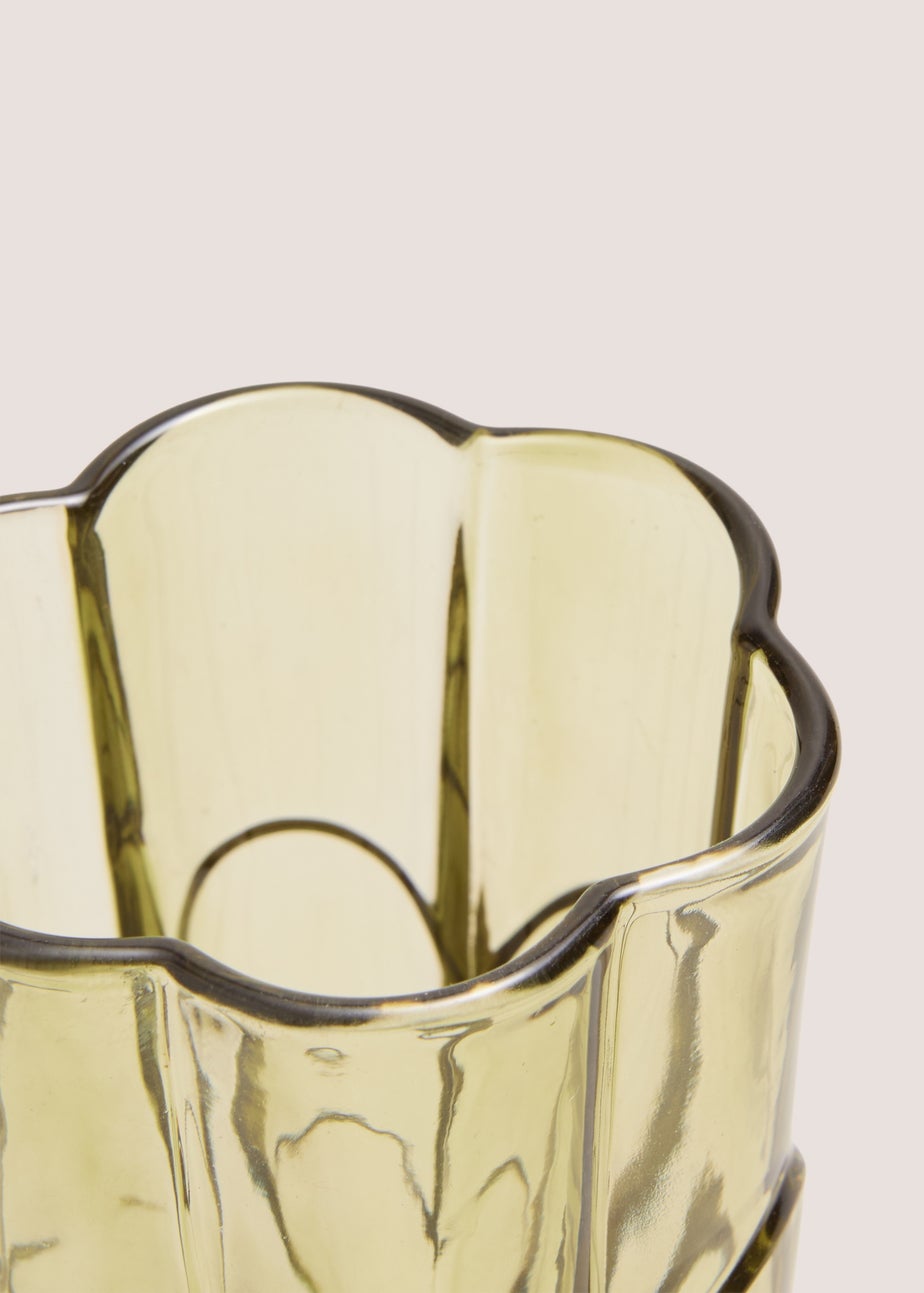 Green Floral Glass Tumbler